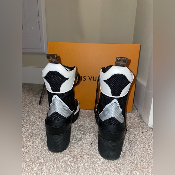 Louis Vuitton platform Laureate Desert black white mesh lace up ankle boots - Picture 6 of 8